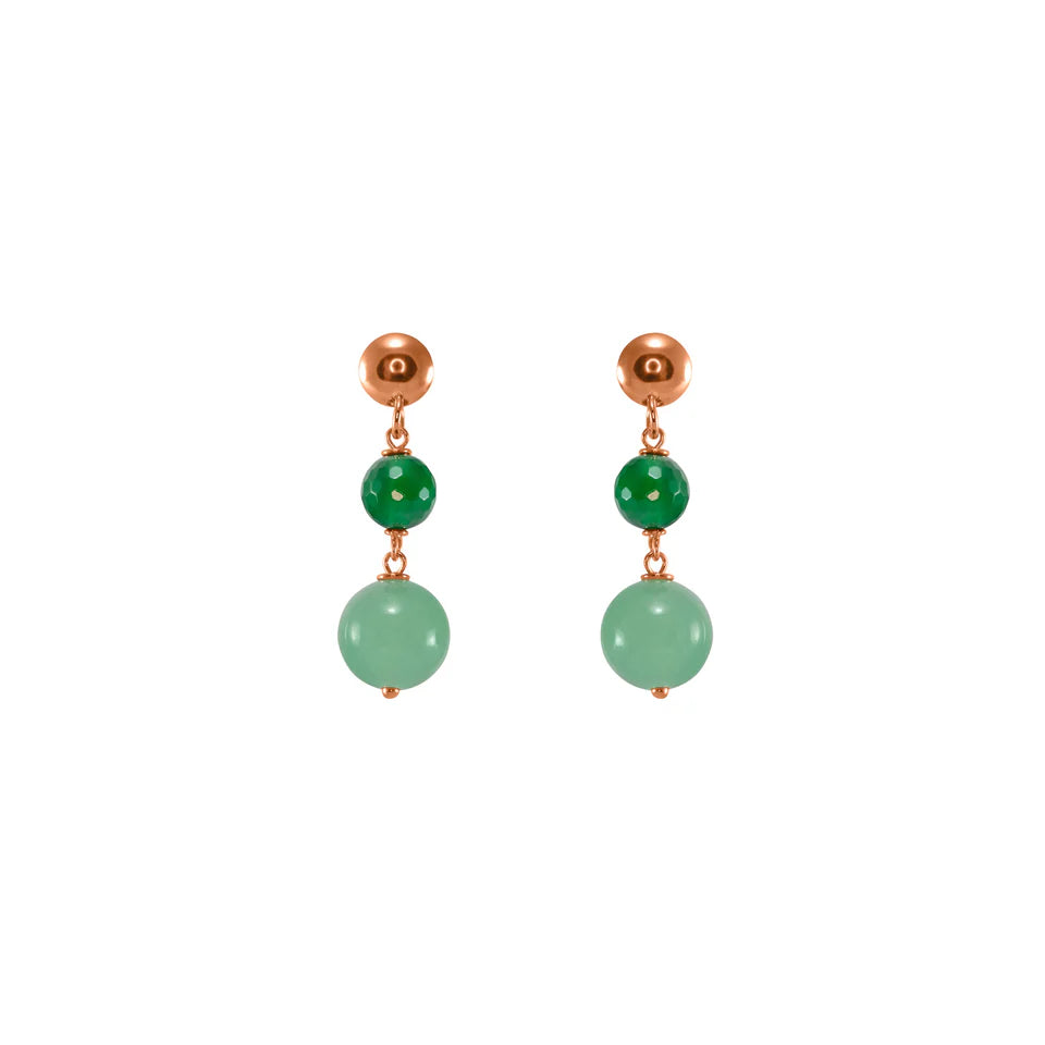 SIMPLY ITALIAN Green Double Drop Earrings
