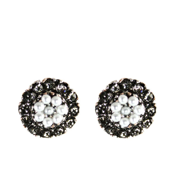 SIMPLY ITALIAN Pearl/Crystal Stud Earrings