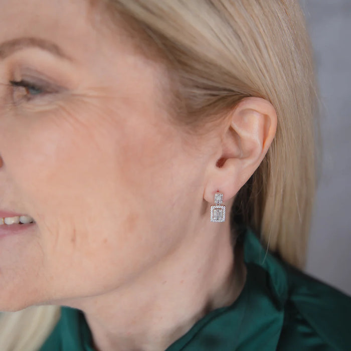 SIMPLY ITALIAN Double Rectangle Drop Earrings