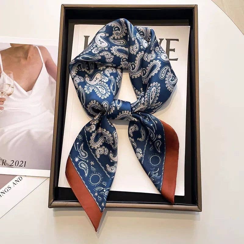 D-364 Scarf silk touch 70x70 paisley pattern: Rust