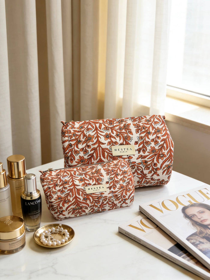 Quilted mother-daughter toiletry bags - Margaux: Orange