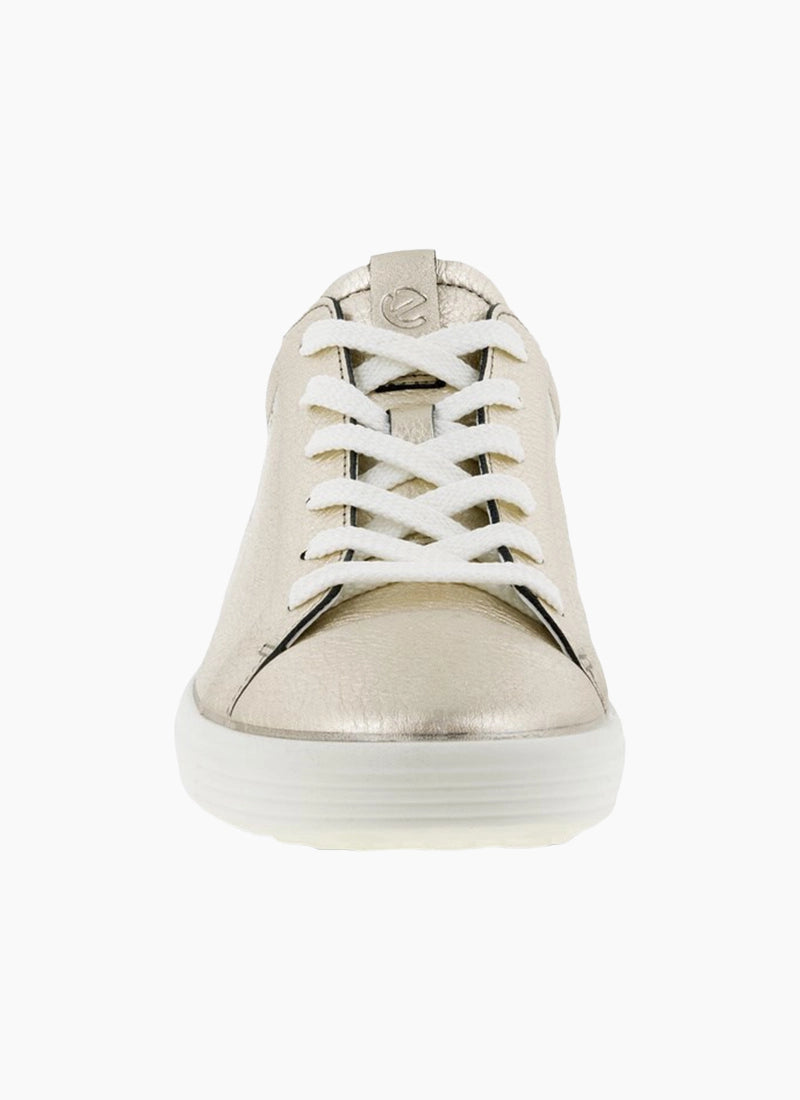 ECCO Soft 7W Pure White Gold Metallic Saunders Shoes