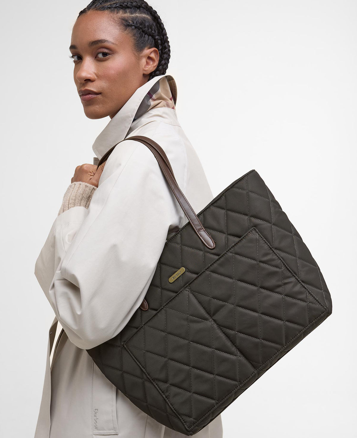 BARBOUR Quilted Tote Bag Olive