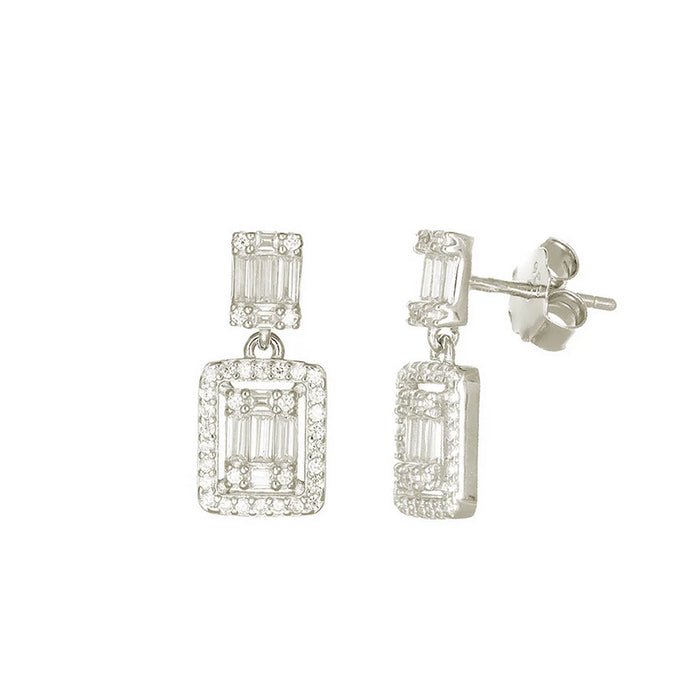 SIMPLY ITALIAN Double Rectangle Drop Earrings
