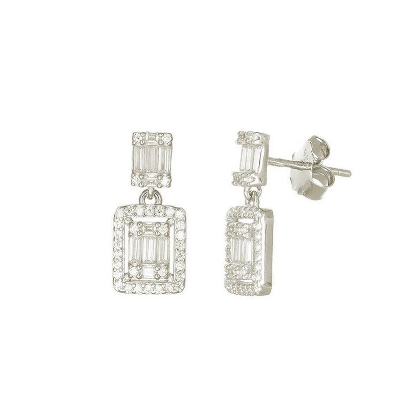SIMPLY ITALIAN Double Rectangle Drop Earrings