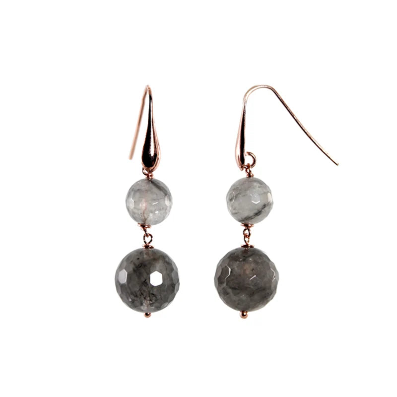 Simply Italian Cloudy Quartz 2 Drop Earrings
