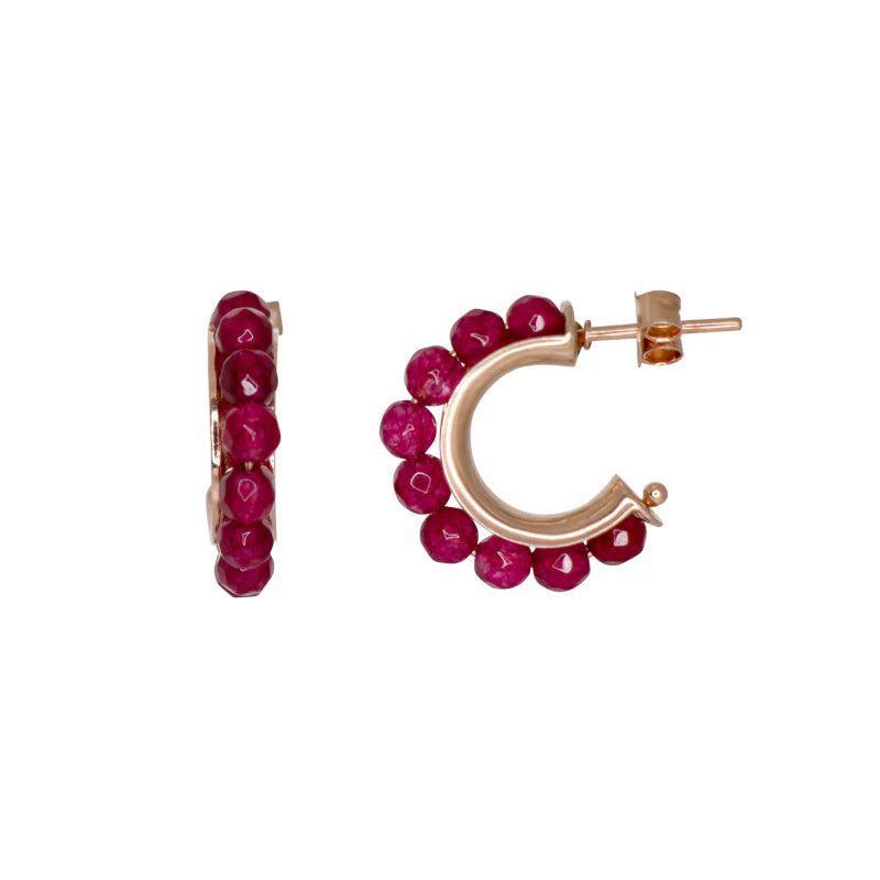 SIMPLY ITALIAN Red Gemstone Hoope Earrings
