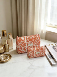 Quilted mother-daughter toiletry bags - Margaux: Rouge orangé