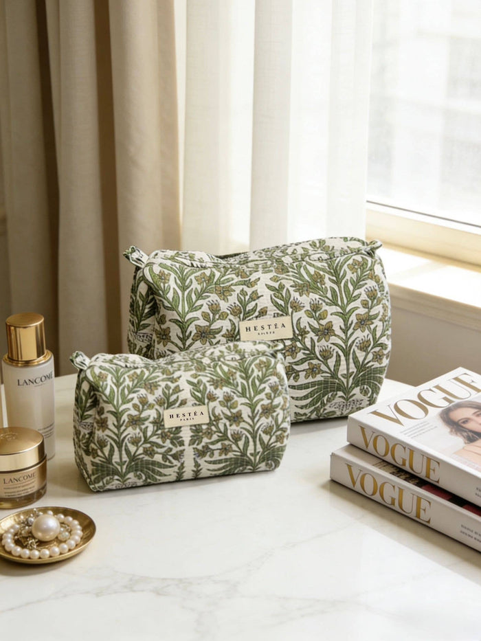 Quilted mother-daughter toiletry bags - Margaux: Rouge orangé