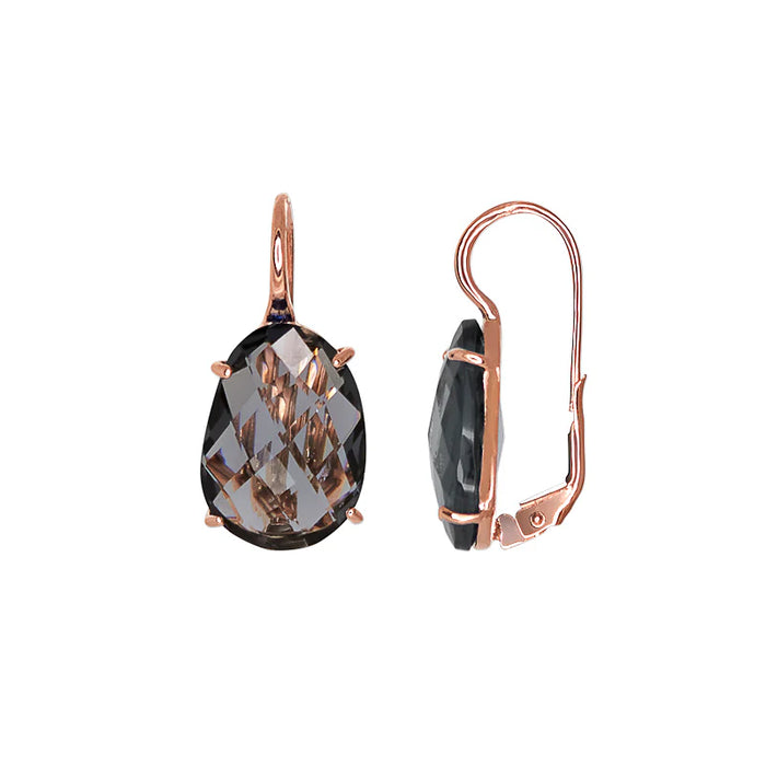 SIMPLY ITALIAN Grey Oval Crystal Earrings