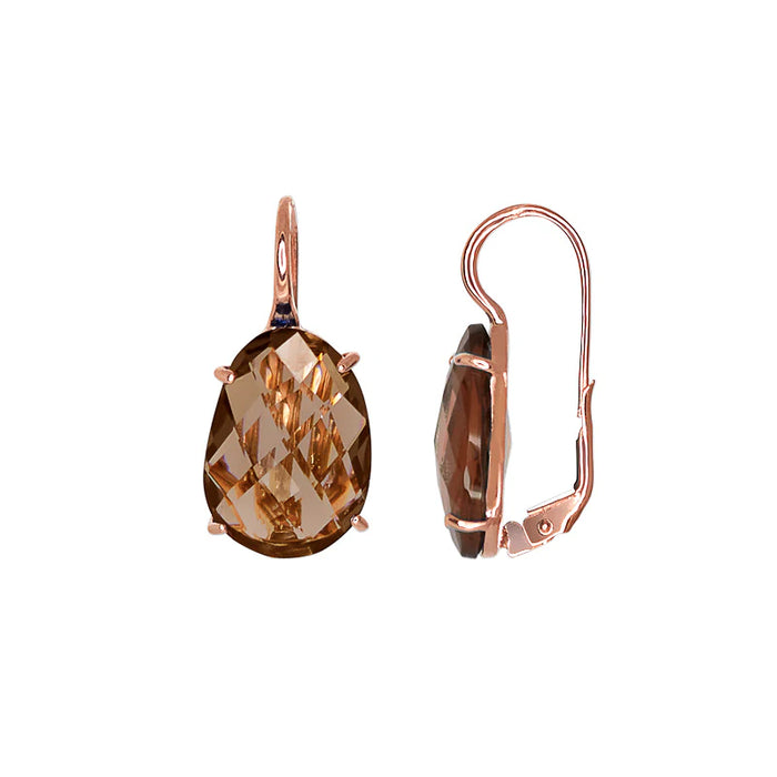 SIMPLY ITALIAN Smokey Oval Crystal Earrings (Copy)