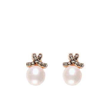 SIMPLY ITALIAN WHITE PEARL & CRYSTAL BOW STUD